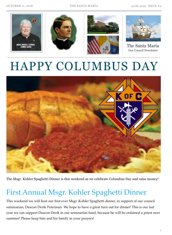 October 2018 Newsletter Cover